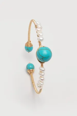 Turquoise Freshwater Pearl Cuff Bracelet