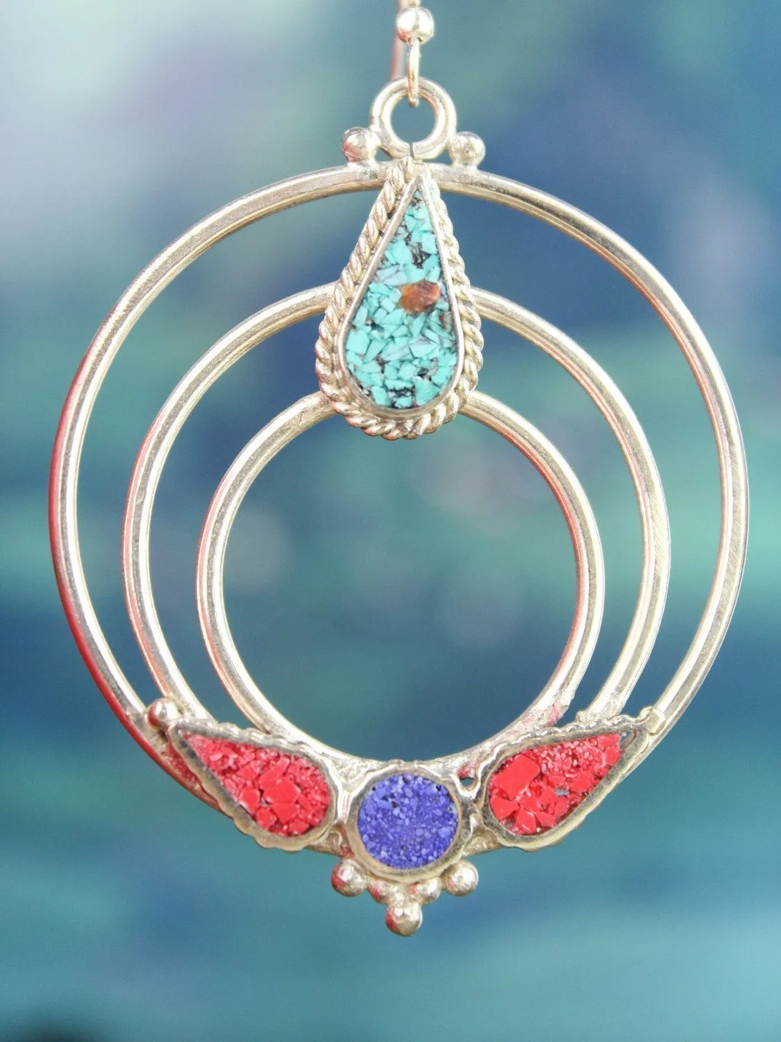 Turquoise Pointed Spiral Earrings