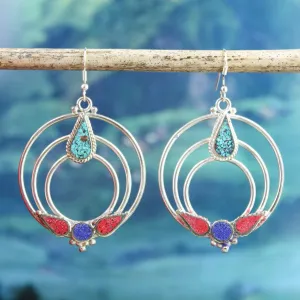 Turquoise Pointed Spiral Earrings