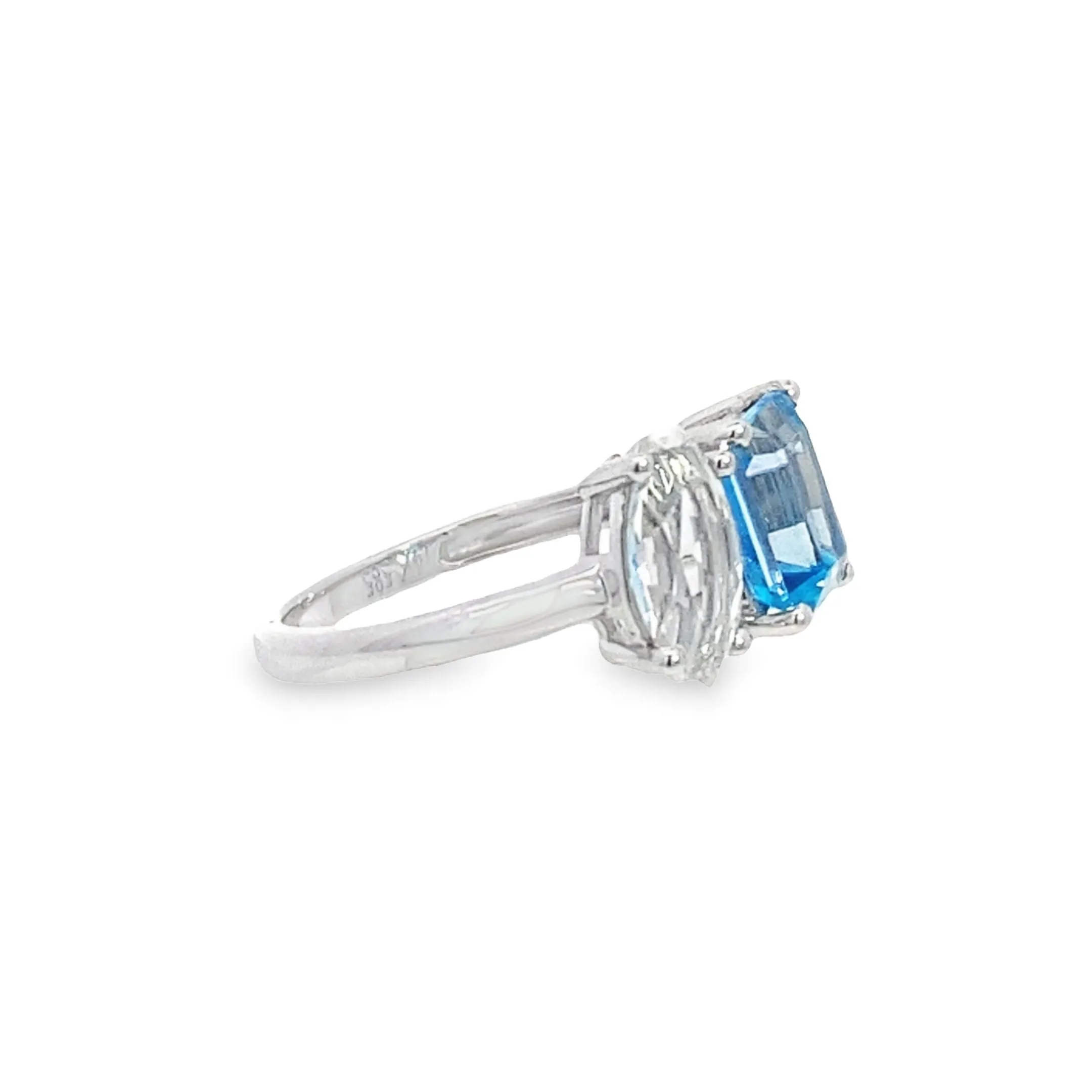 Two-Stone Blue and White Topaz Ring