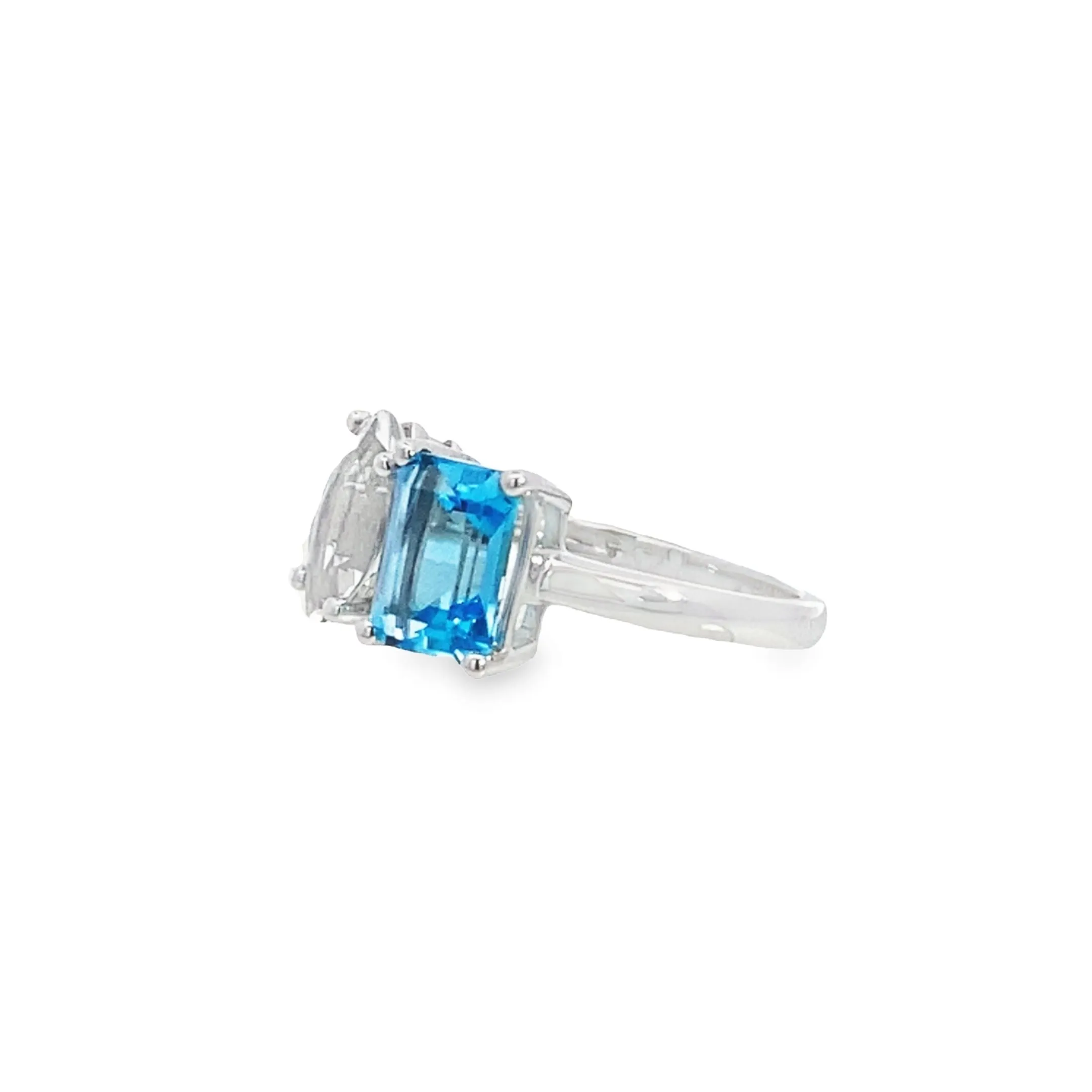 Two-Stone Blue and White Topaz Ring