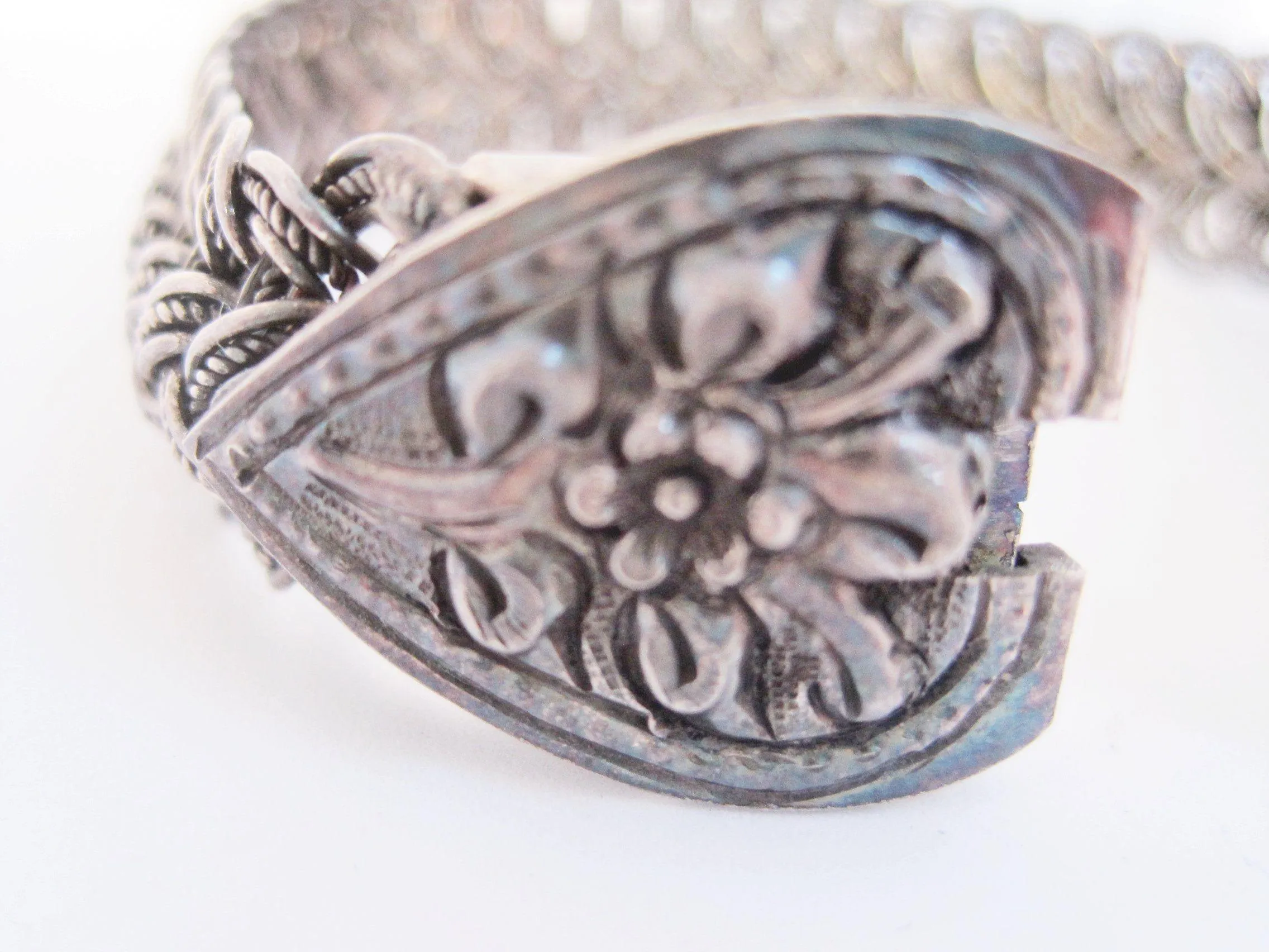 Vintage Asian Braided Silver Bracelet
