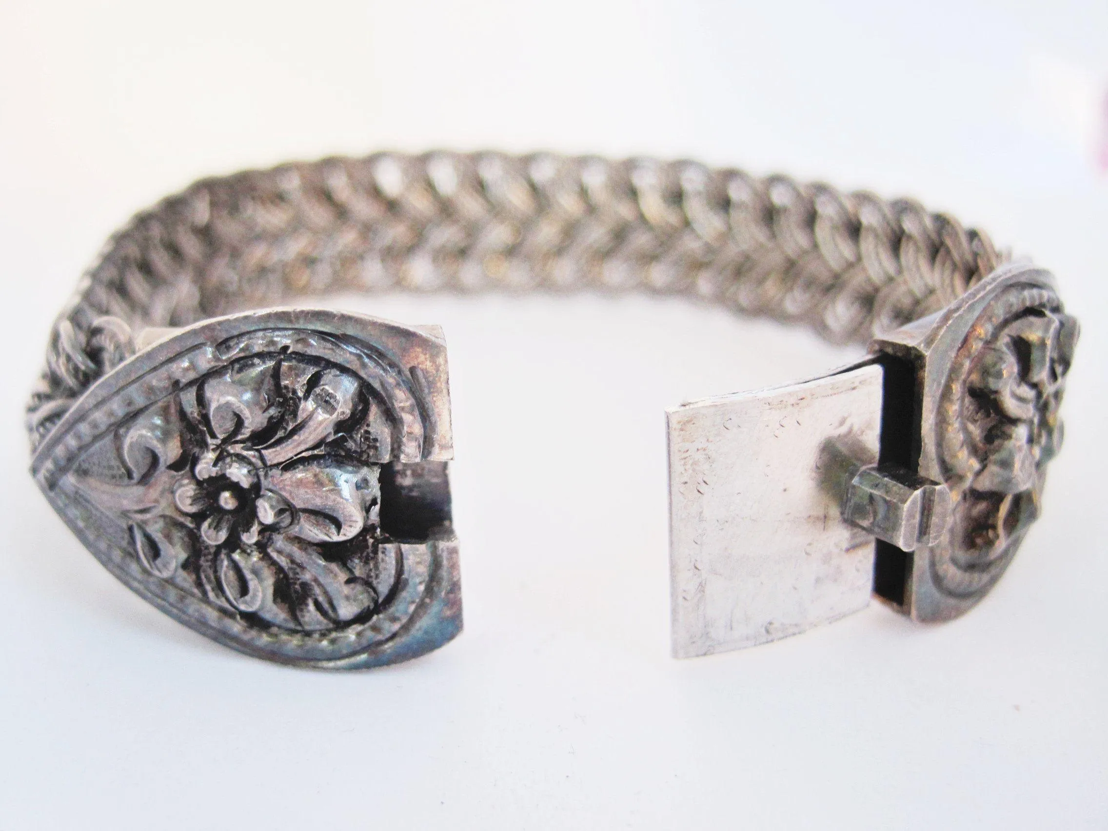 Vintage Asian Braided Silver Bracelet