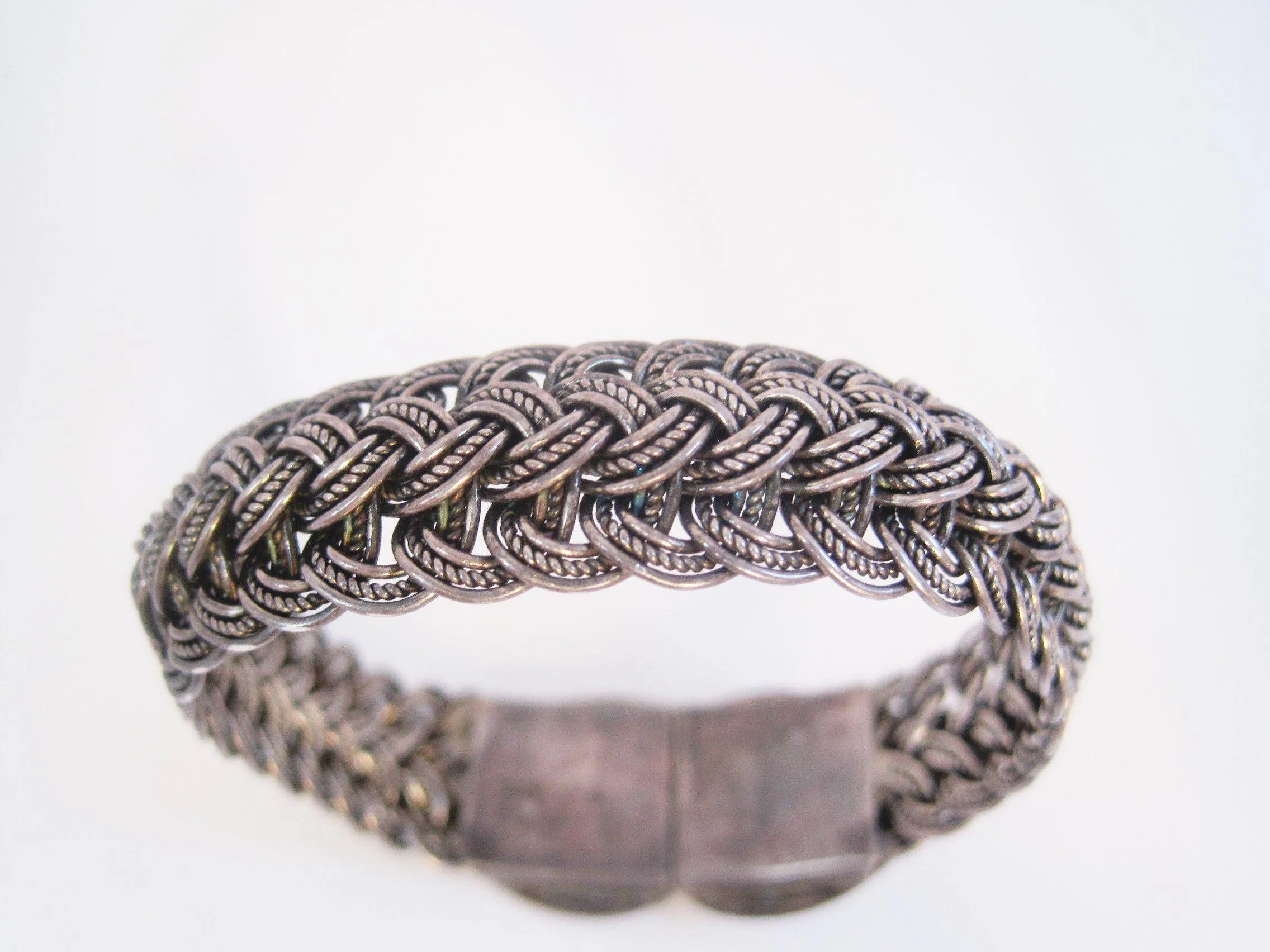 Vintage Asian Braided Silver Bracelet