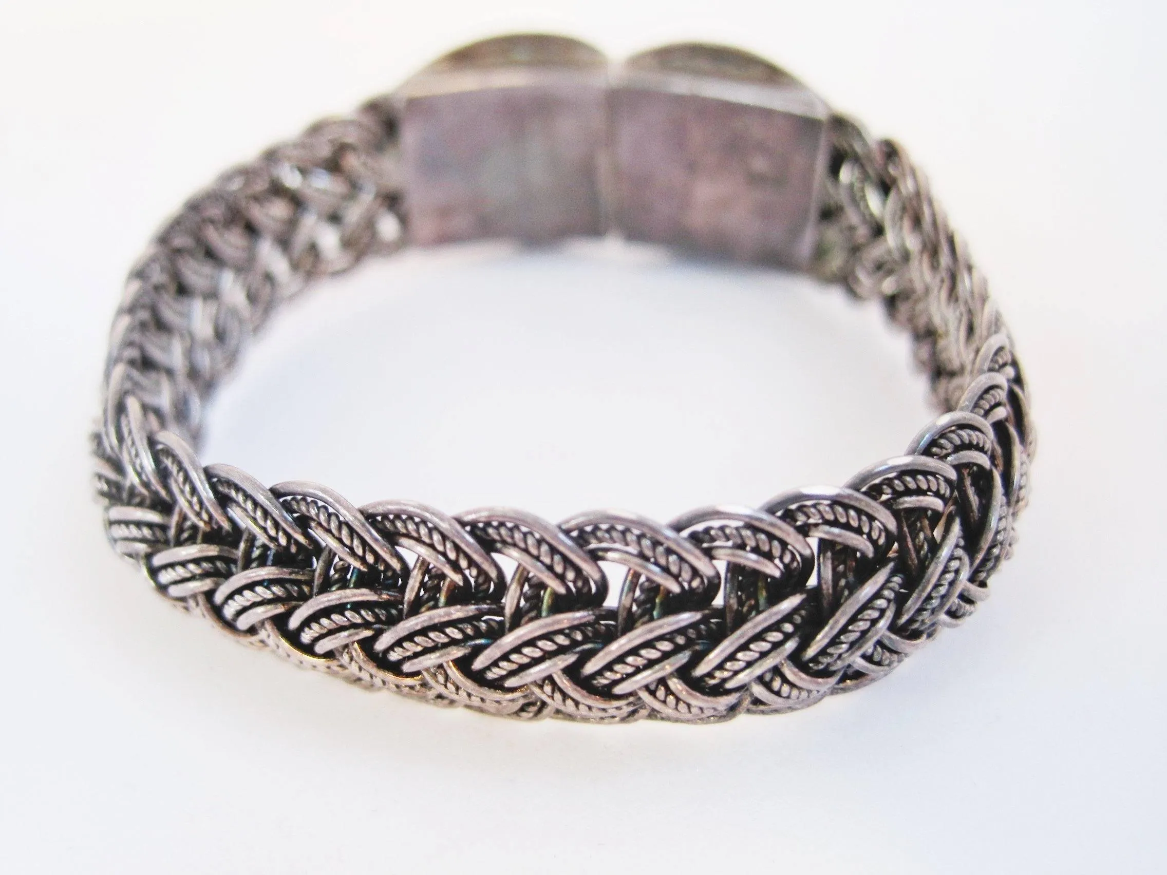 Vintage Asian Braided Silver Bracelet