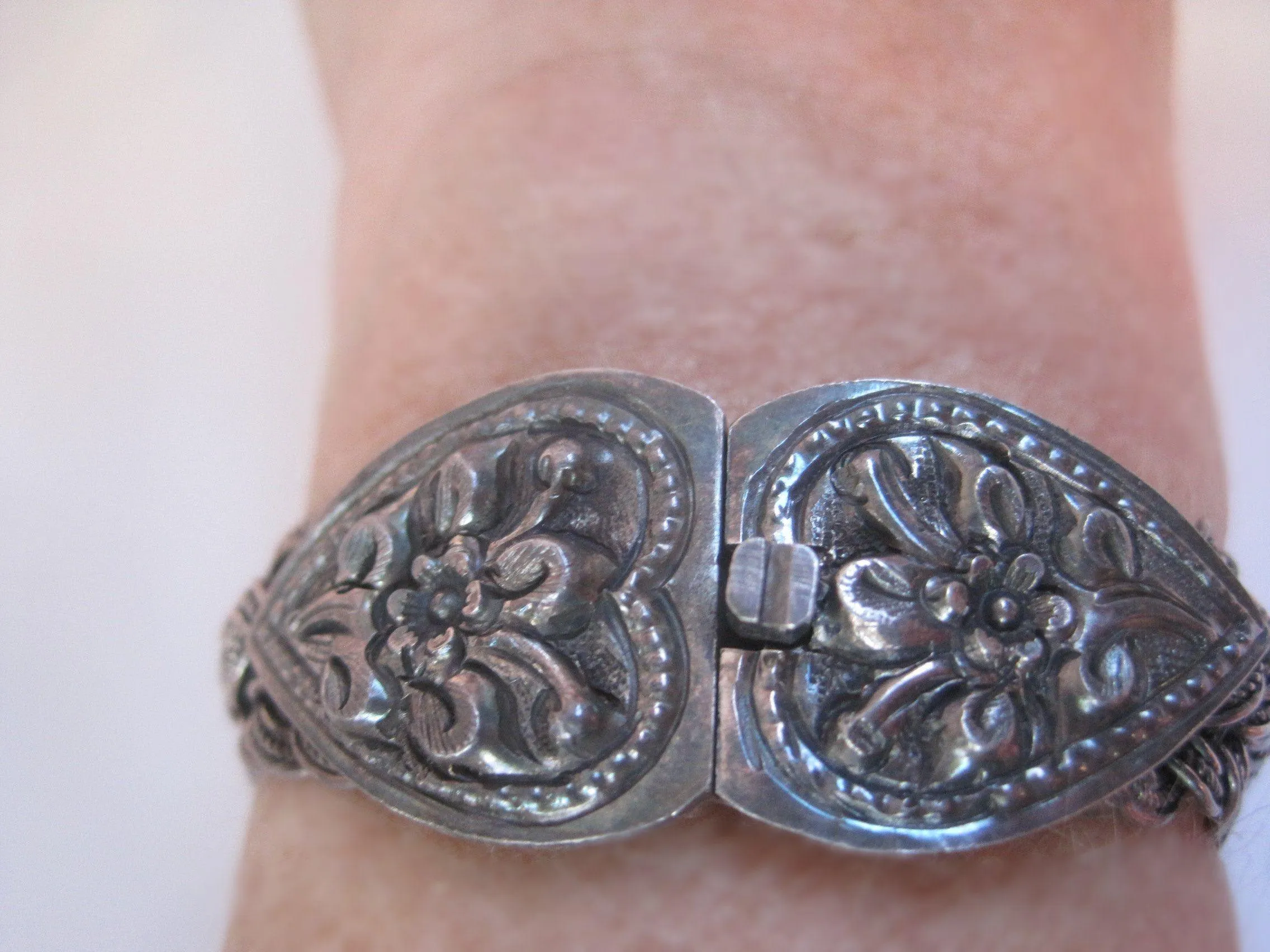Vintage Asian Braided Silver Bracelet