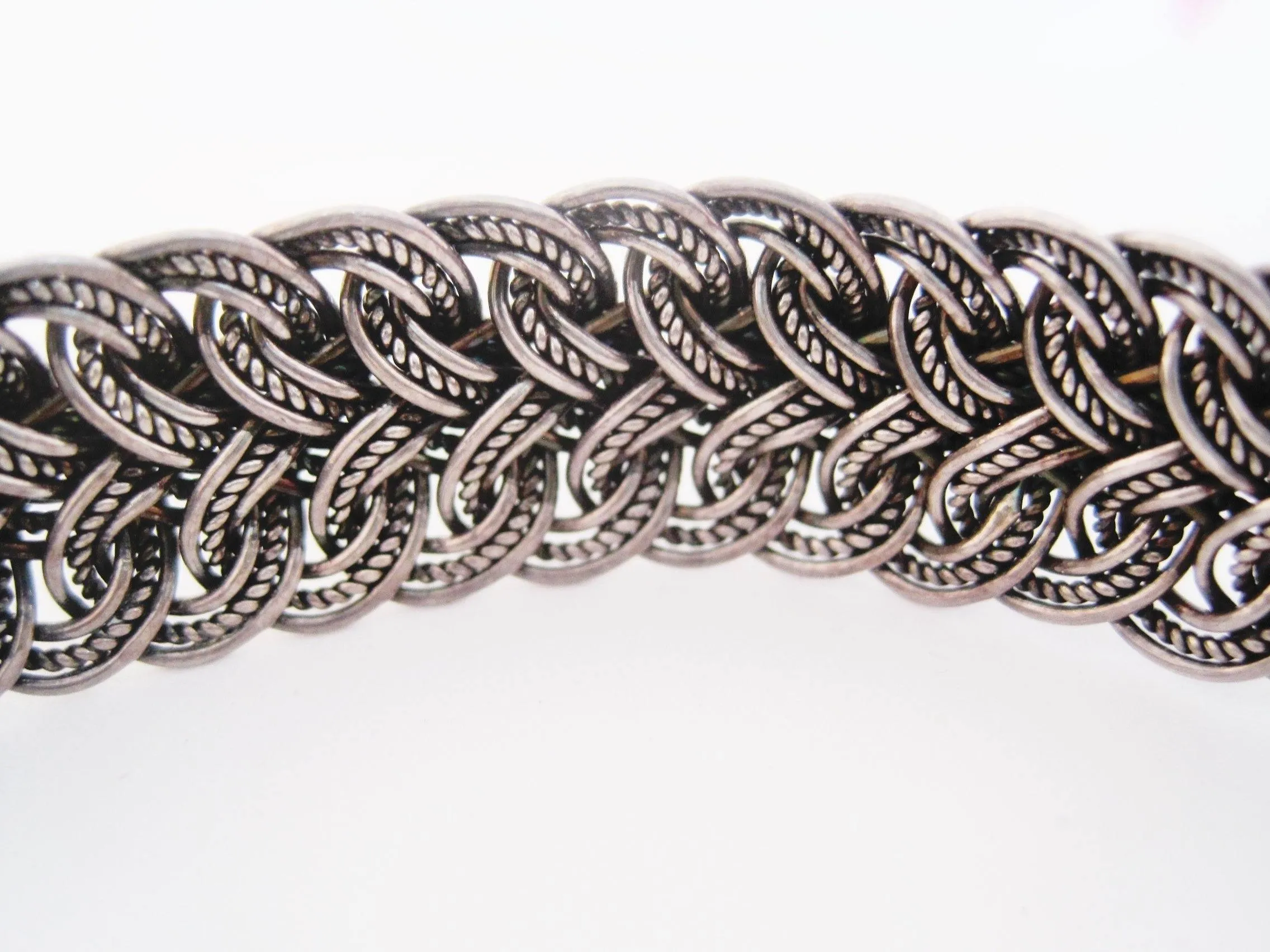 Vintage Asian Braided Silver Bracelet