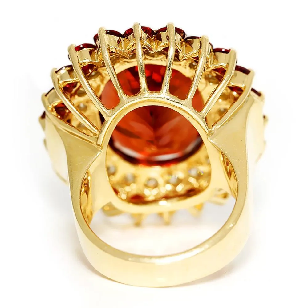 Vintage Garnet Ring with Diamond’s & Garnet’s 14K 25.50ctw