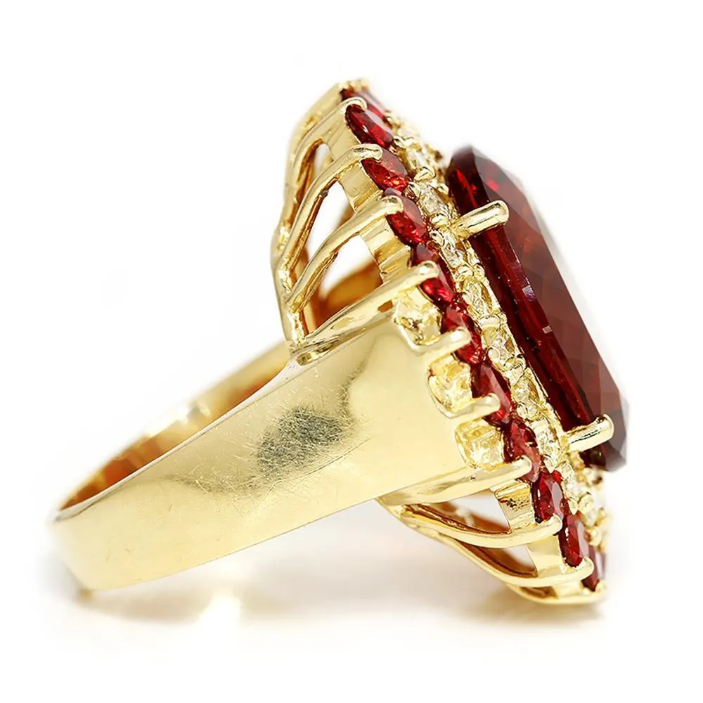 Vintage Garnet Ring with Diamond’s & Garnet’s 14K 25.50ctw