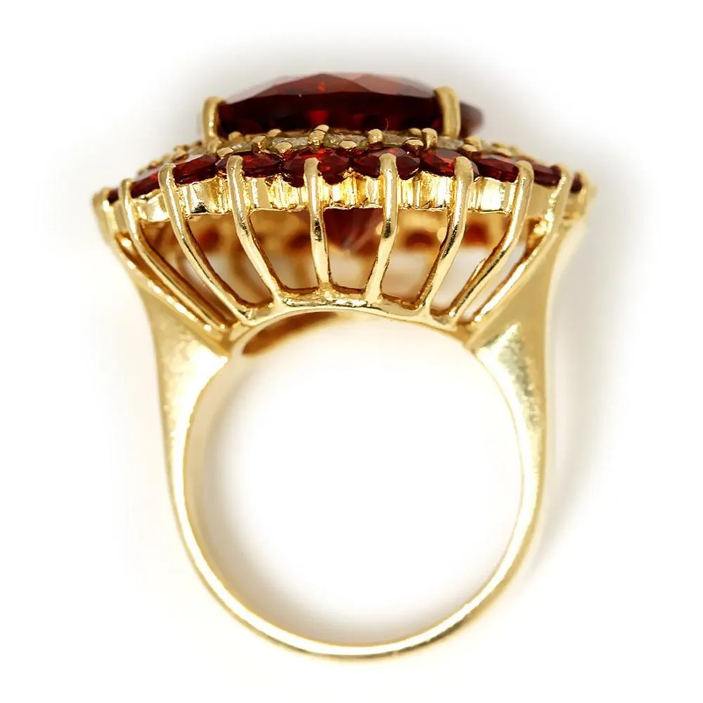 Vintage Garnet Ring with Diamond’s & Garnet’s 14K 25.50ctw