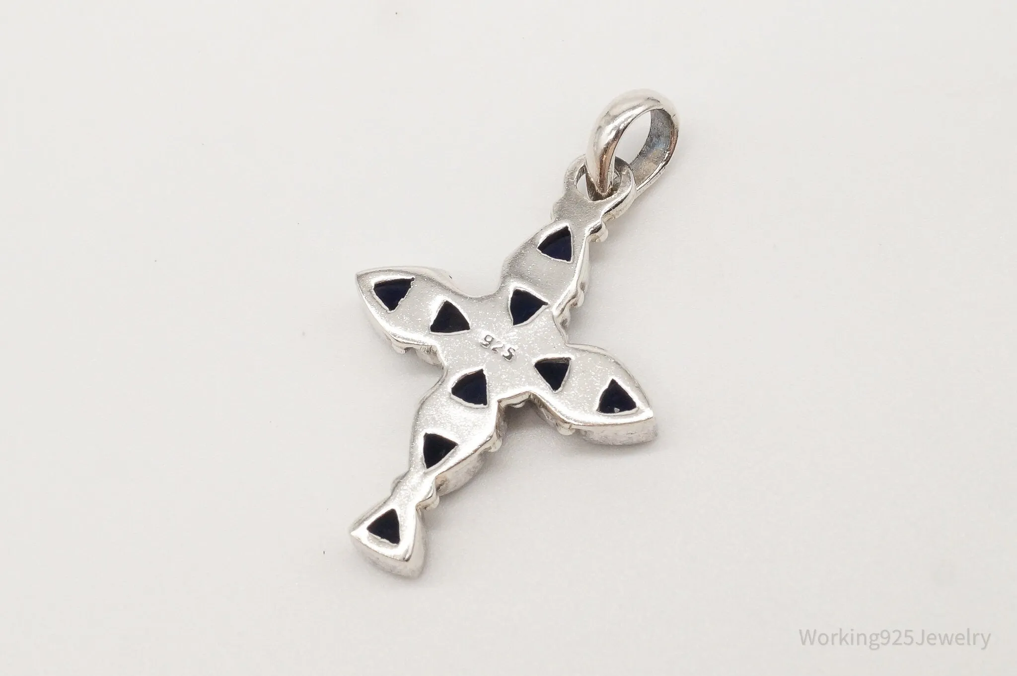Vintage Iolite Cross Sterling Silver Pendant