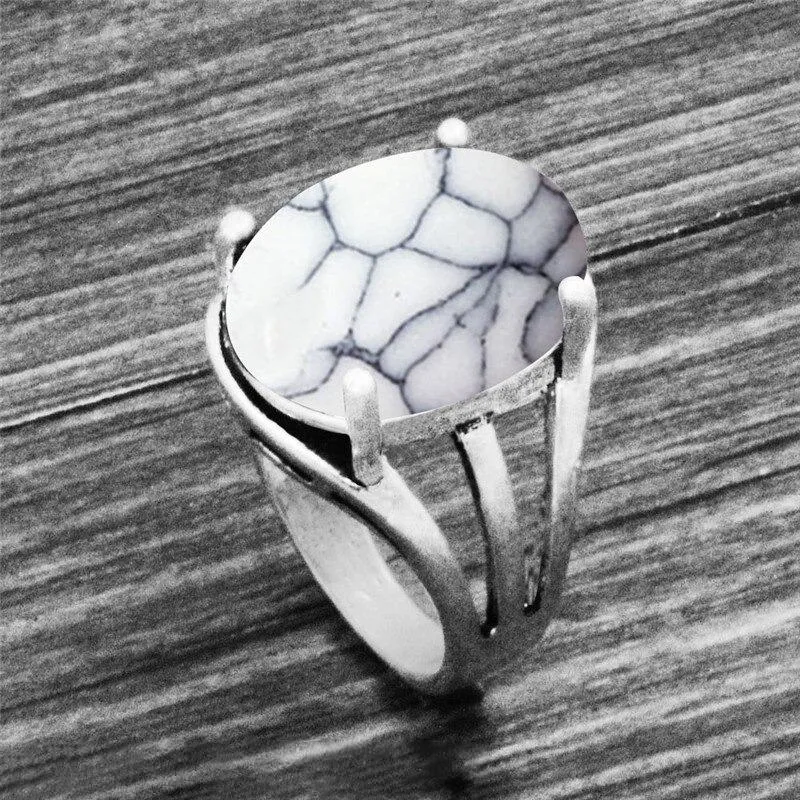Vintage Oval Shape Unique Earth Stone Rings