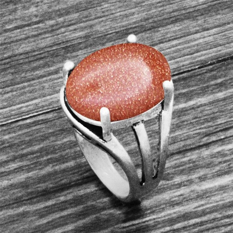 Vintage Oval Shape Unique Earth Stone Rings