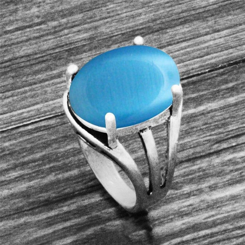 Vintage Oval Shape Unique Earth Stone Rings