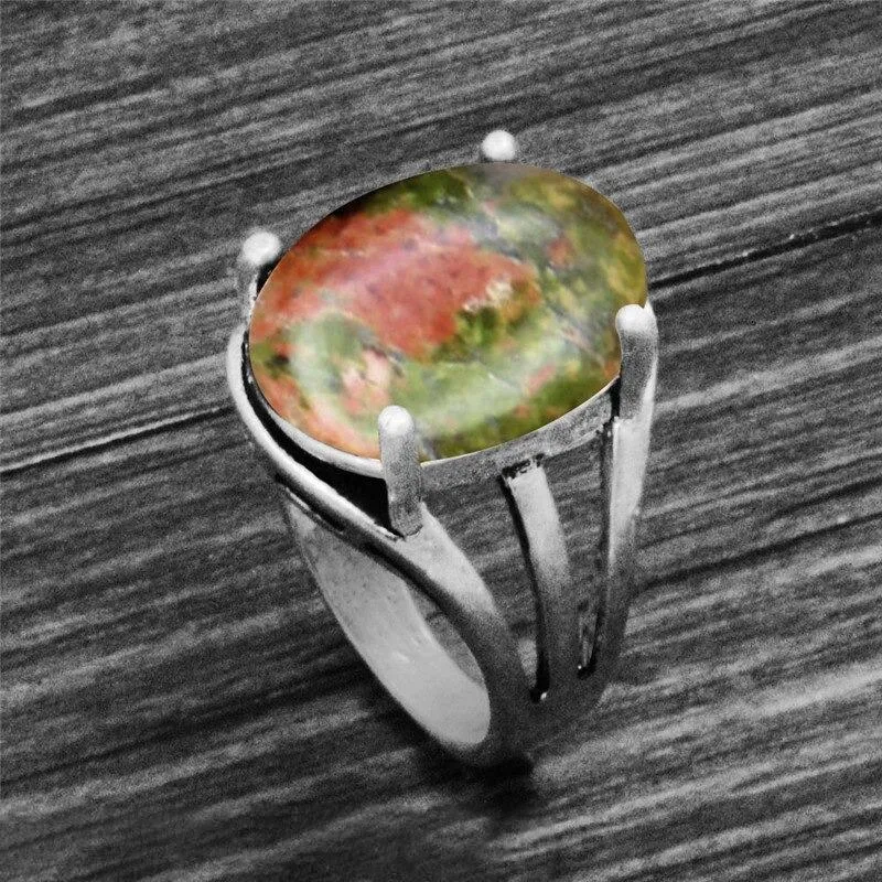 Vintage Oval Shape Unique Earth Stone Rings