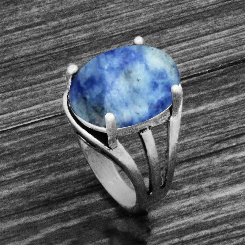 Vintage Oval Shape Unique Earth Stone Rings