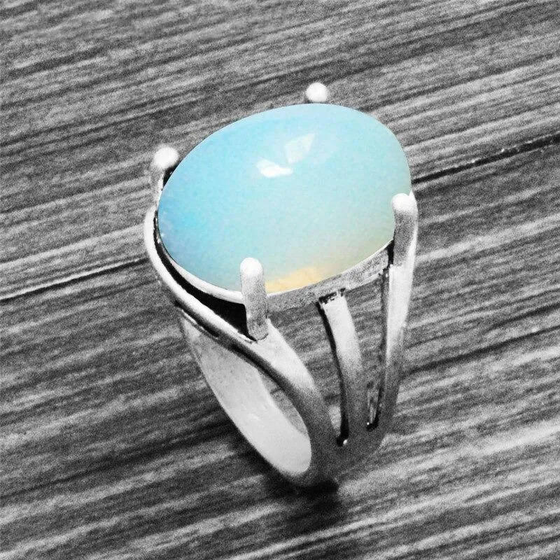Vintage Oval Shape Unique Earth Stone Rings