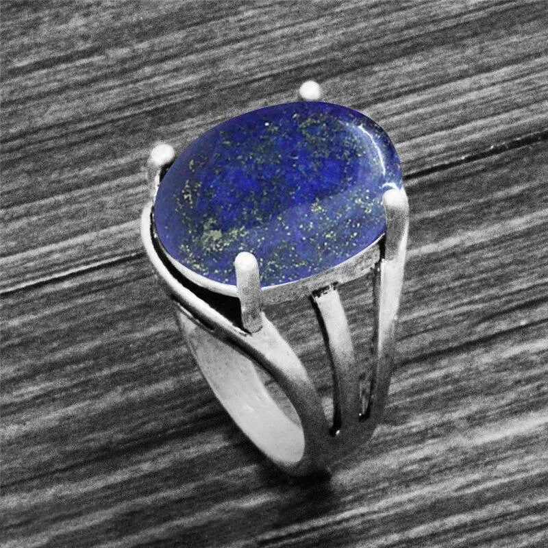Vintage Oval Shape Unique Earth Stone Rings