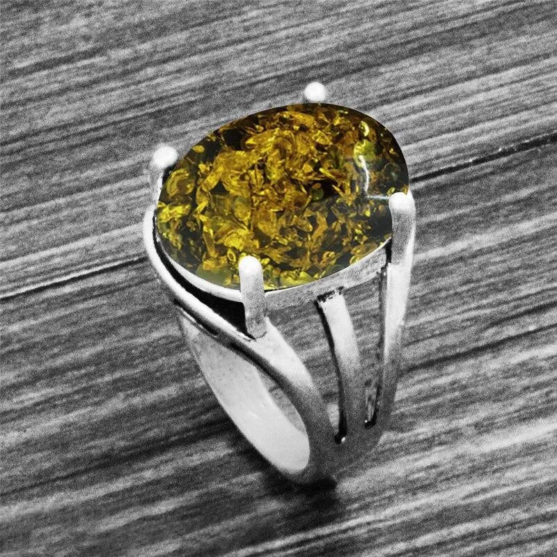 Vintage Oval Shape Unique Earth Stone Rings