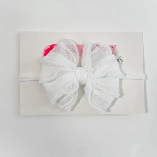 White Mini Ruffle Headband