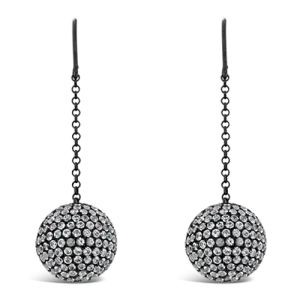White Sapphire Retro Style Ball Earrings